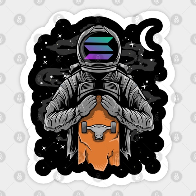 Astronaut Skate Solana Coin To The Moon Crypto Token Cryptocurrency Wallet Birthday Gift For Men Women Kids Sticker by Thingking About